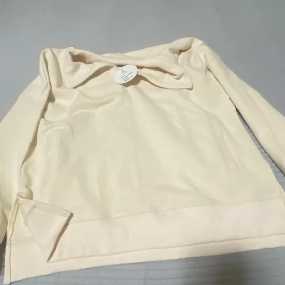 ANRABESS Women Oversized Long Sleeve side pockets Cream sweatshirt Pullover NEW - Picture 6 of 6
